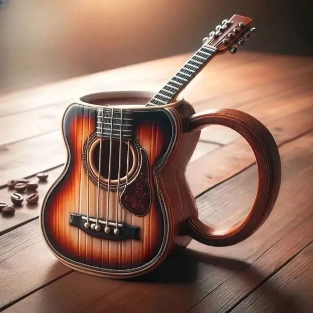Geschenke Harz Musikinstrument Kaffeetasse Gitarrenmuster Langlebige Kaffeetasse Handgefertigte Wassertasse für die Küche zu Hause