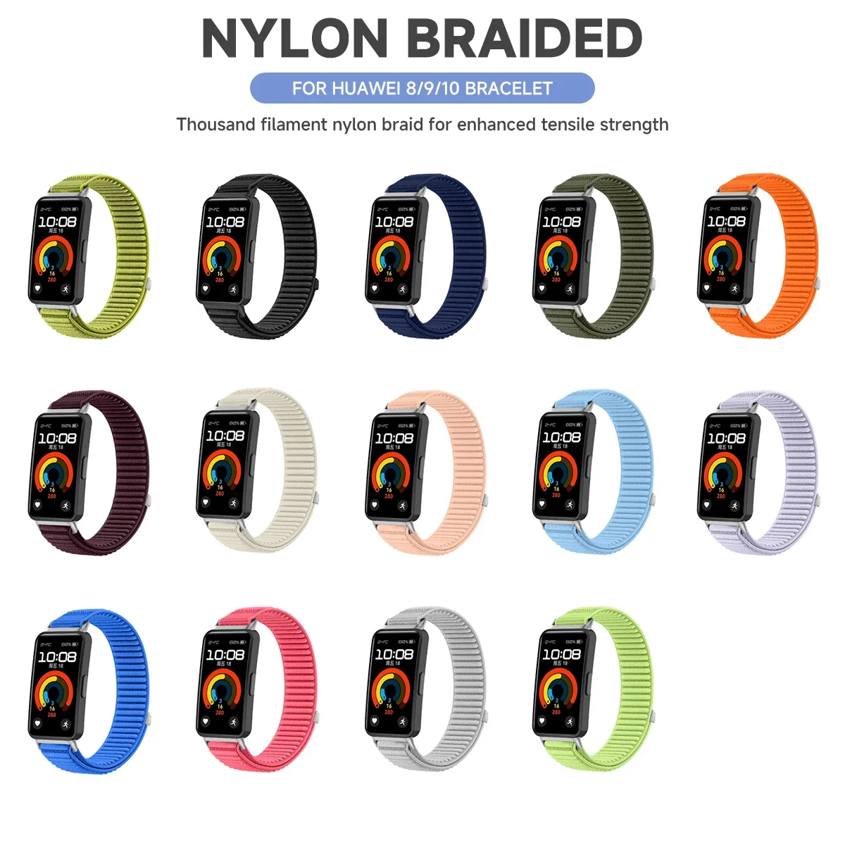 النايلون حلقة حزام لهواوي الفرقة 10 8 9 الفرقة الرياضة استبدال حزام الساعات لهواوي الفرقة 10 9 8 سوار Smartwatch اكسسوارات