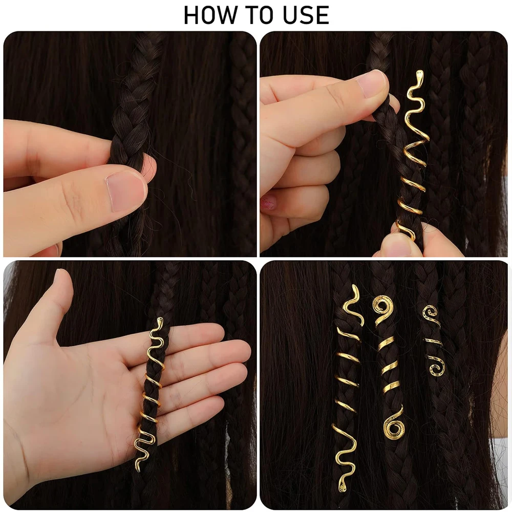 Juego de accesorios para el cabello en espiral, horquillas de aleación, estilo étnico, rastas redondas, 6 piezas