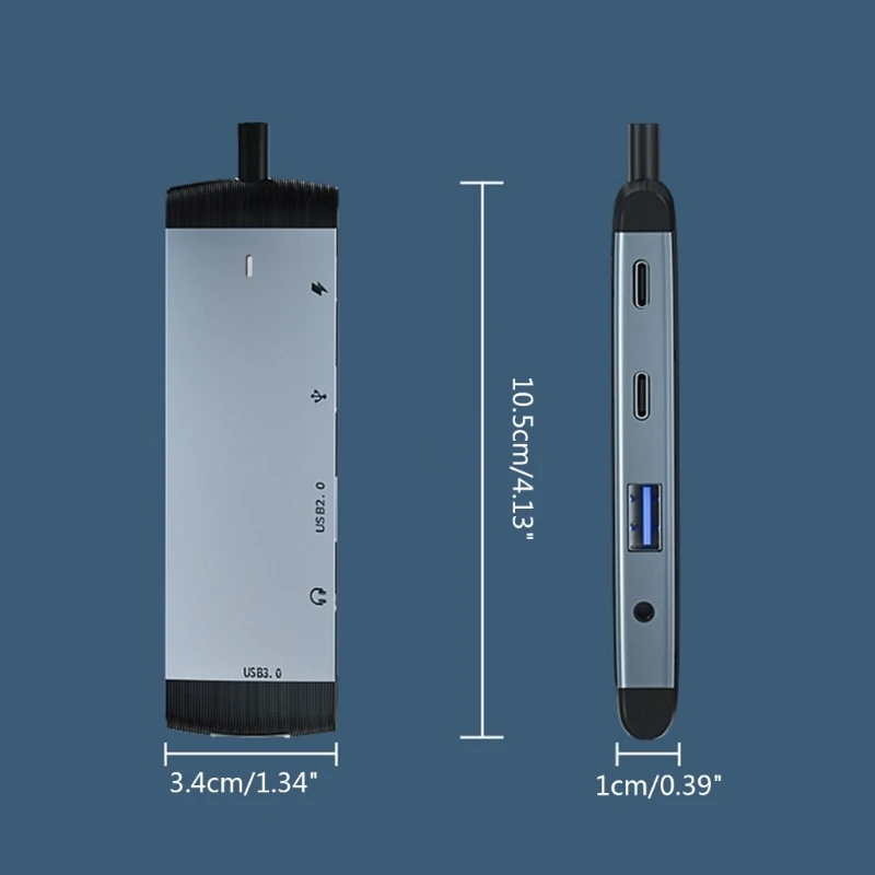 5-in-1 High Speed USB C Hub Docking Station Aluminium Alloy Type C to USB 3.0/USB 2.0/PD 60W/3.5mm for Keyboard Mouse - Image 5