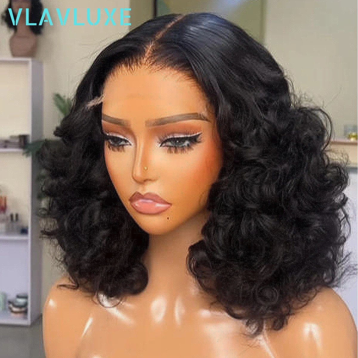 

250 Плотность 13x6 HD Кружевной фронтальный парик Боб Упругий вьющийся двойной рисунок Wear And Go Бесклеевой парик шнурка Бразильский Реми 100% человеческие волосы