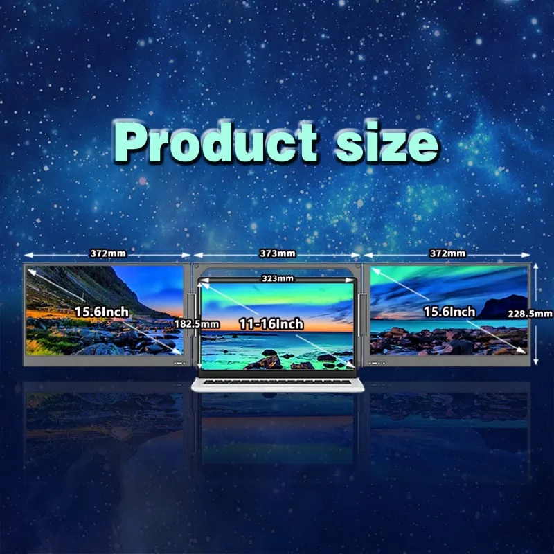2024 New FHD 15.6inch Widescreen 16:9 Dual Screen Portable Laptop Screen Extender for Notebook Laptop Type-C Connection