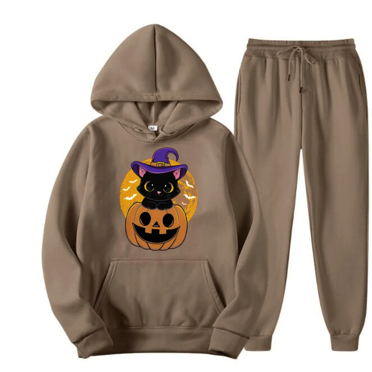 

Мужская шляпа ведьмы на Хэллоуин и узор тыквы. Мужская и женская спортивная одежда. Модная спортивная одежда. Осенний повседневный уличный комплект с капюшоном.
