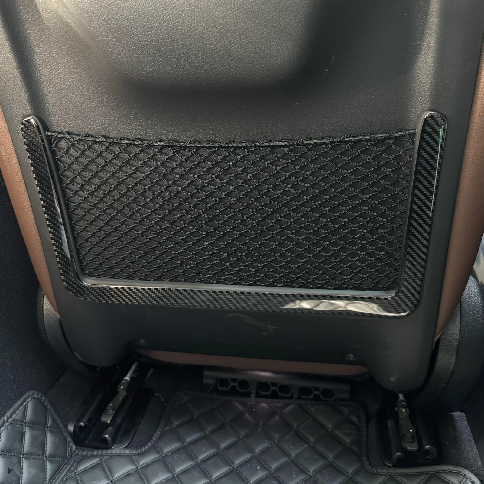 For Mercedes Benz GLE W167 Accessories 2019-2024 Seat Back Storage Net Frame Trim Real Carbon Fiber Cover Sticker Car Interior