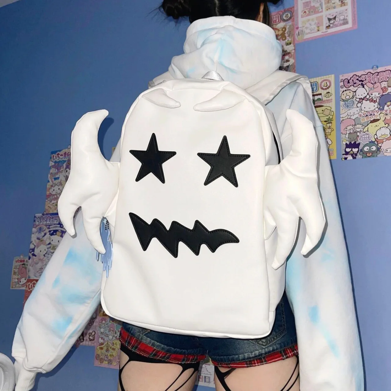 

Large Capacity Backpack Hip Hop Street Style Ghost Campus Style School Bag for Middle and High