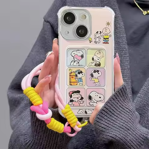 Snoopy Chain Case For Samsung Galaxy A35 A34 A55 A54 A53 A52 A51 A73 A72 A71 S24 S23 S22 S21 Plus Ultra S21FE S23FE S20FE pocket