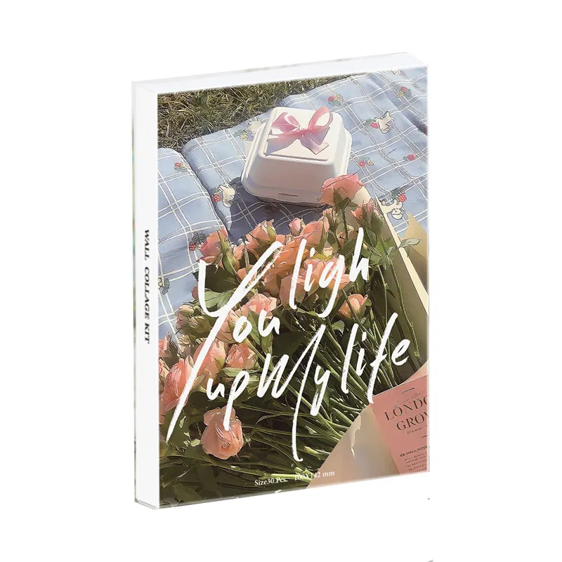 

30Pcs You Ligh Up My Life Series Postcards INS Style Gift Wish Greeting Card Creative Decorative Collace Poster Kit Wall Sticker