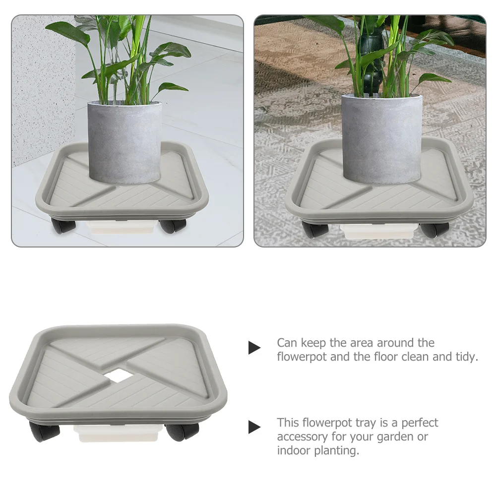 Mobile Flower Pot Water Tray Plant Roller Potted Mover Planter Absorbent Pad Indoor Trays Plastic Trolley with Wheels