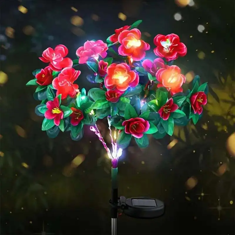 Azalea Flower Solar Garden Light Lights SnowLotus Flower Lawn Lamp Solar Flowers Lights Garden Decoration Holiday Party Lamp