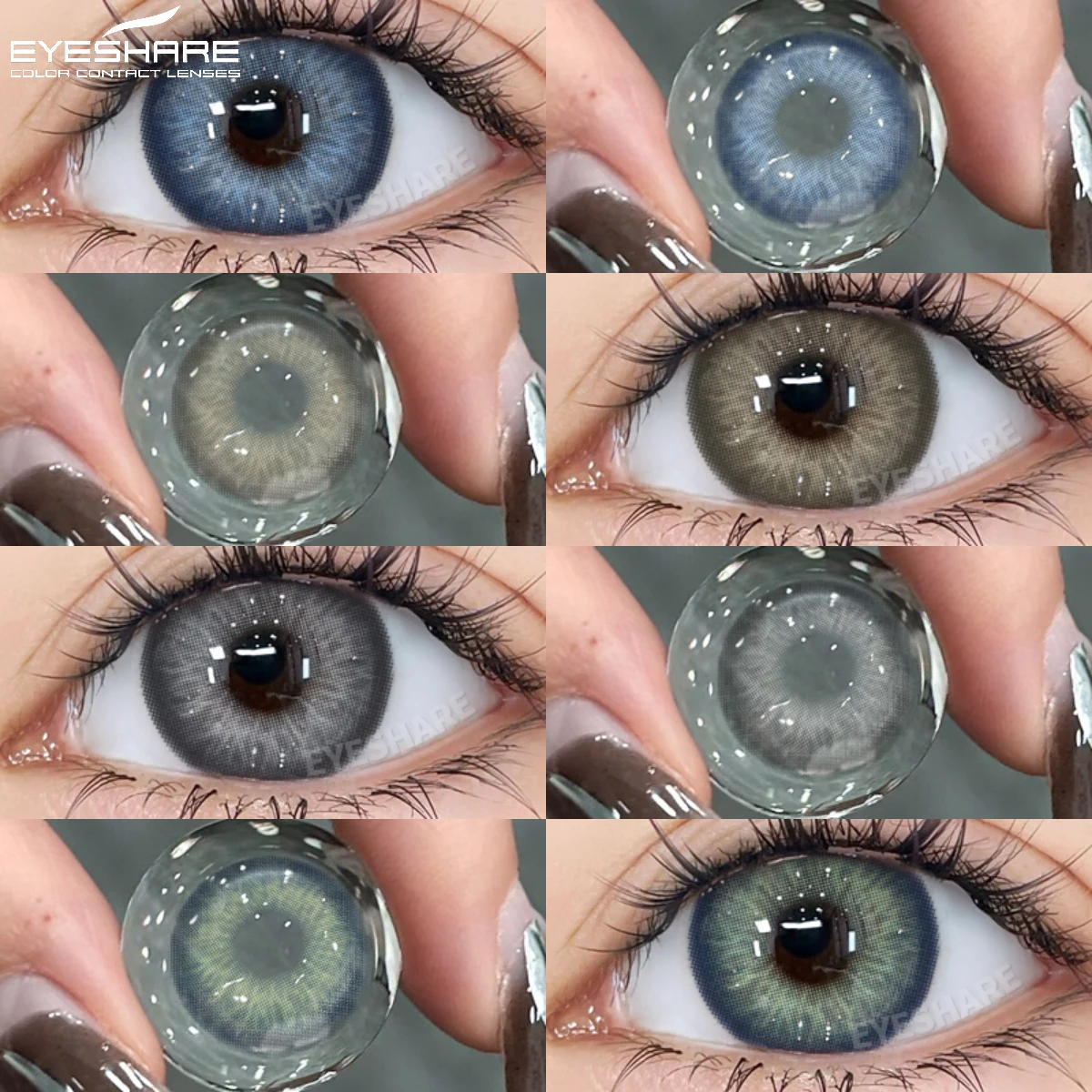EYESHARE 2 Stück farbige Kontaktlinsen, blaue Kontaktlinsen, braune Augenlinsen, 14,5 mm Farbe, weiche jährliche Farblinse für Augen