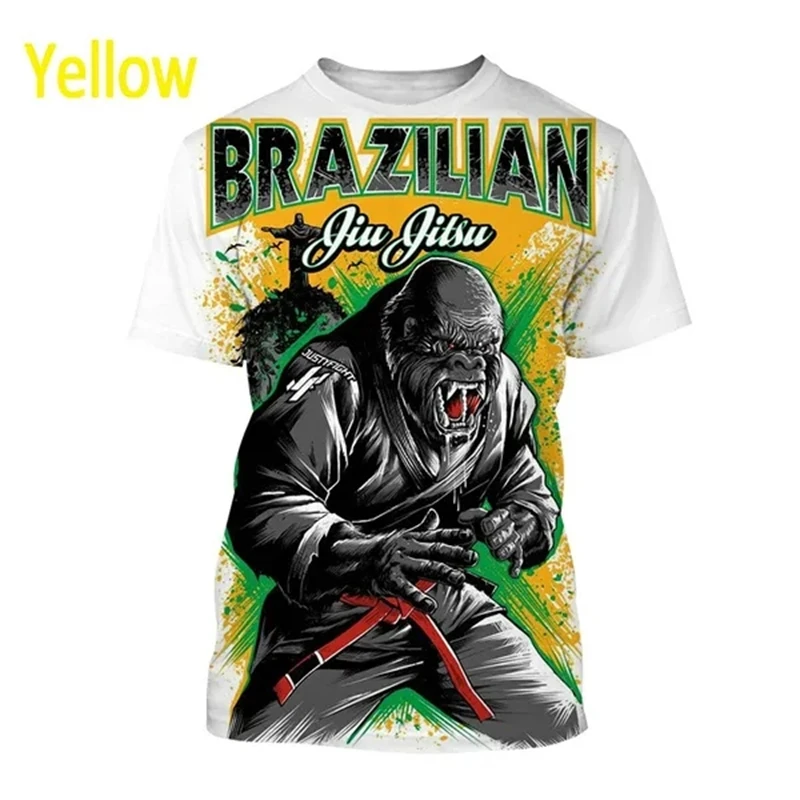 Haut ausschlag Schutz Jiu Jitsu heißen brasilia nischen Jiu-Jitsu Gorilla T-Shirt neue Männer lässig cool bjj Kampf Tier gedruckt Kurzarm Top