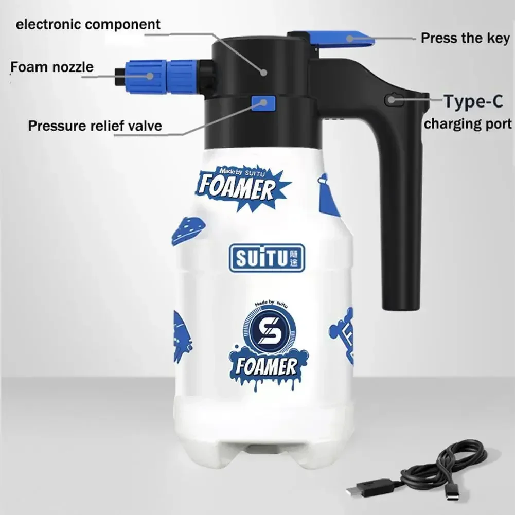 Electric car wash spray pot High foam pa pot Household high-pressure washer Pneumatic water jet divine device charging