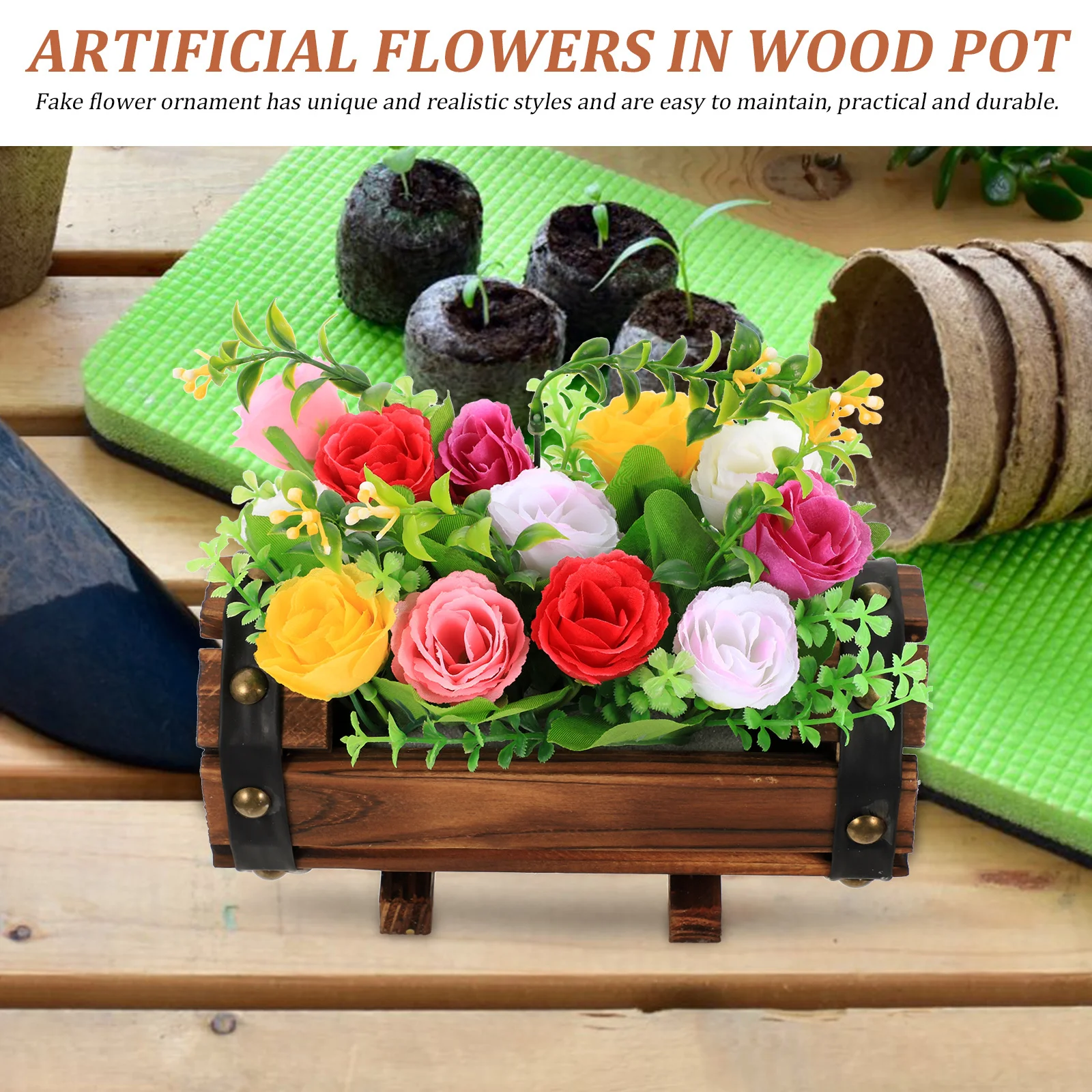 

Wooden Flower Pot Decoration Centerpiece Table Decorations Decorative Fake Flowers Outdoor