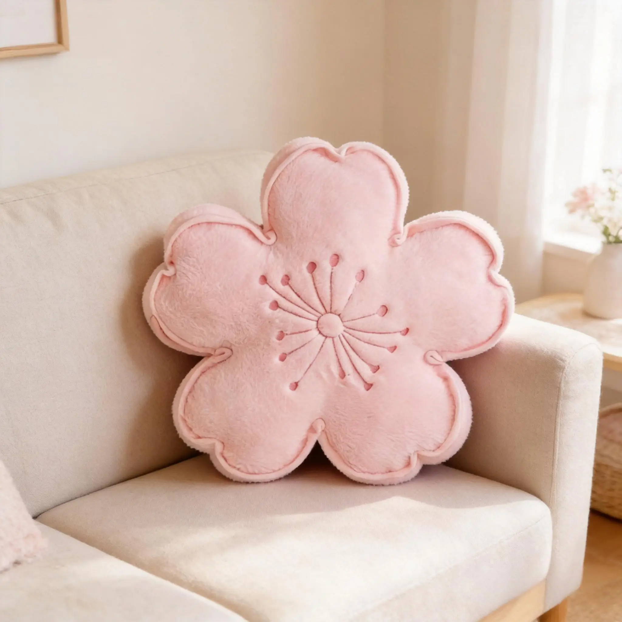 45cm Lifelike Pink Cherry Blossom Plush Toy Pillow Kawaii Flower Stuffed Cushion Mat Soft Plush Doll Room Decor Gift Girls Kids