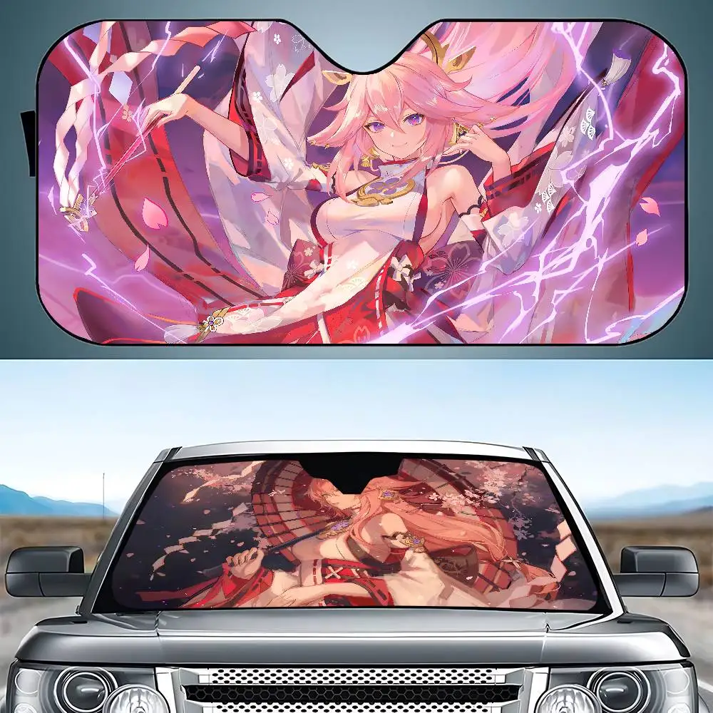 جينشين إمباكت ياي ميكو مظلة للسيارة زجاج أمامي عالمي واقي من الشمس قابل للطي #3