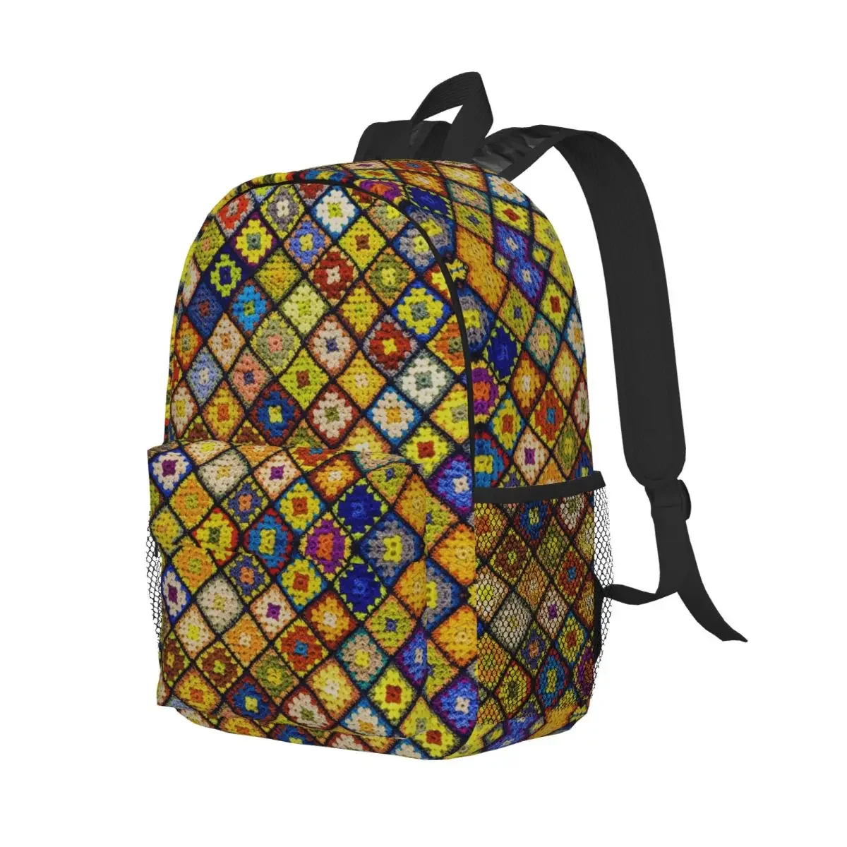 

Crochet Square Backpacks Boys Girls Bookbag Fashion Students School Bags Travel Rucksack Shoulder Bag Large Capacity