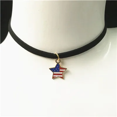 New Arrivals Fashion Collares Collier Black Velvet Leather Five-Pointed Star Pendants Chokers Necklaces For Women Jewelry