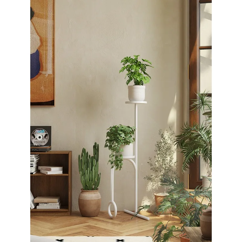 Nordic Space-Saving Plant Stand Living Room Multi-tier Metal Plant Shelf Modern Balcony Iron Flower Shelf for Green Vines