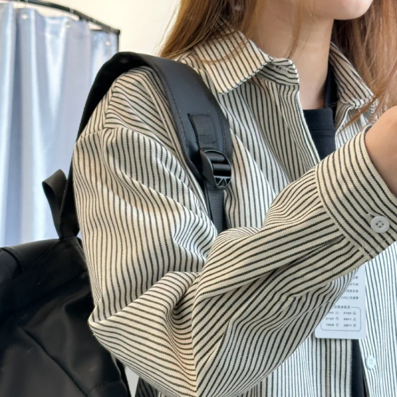 

Vintage Striped Long Sleeve Shirt Men, High-Quality Spring And Autumn Shirt, Unisex Casual Loose Cardigan Jacket For Men