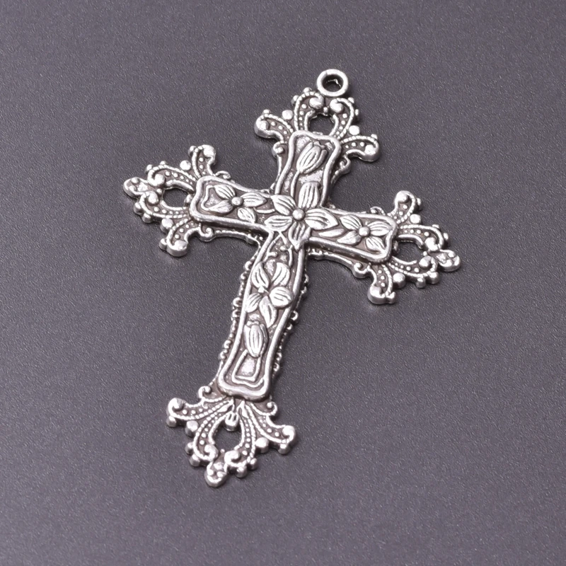 6pcs Religious Metal Retro Silver Color Cross Pendant Charms For Jewelry Making Bulk Christ Jesus Pendants DIY Necklace Earrings