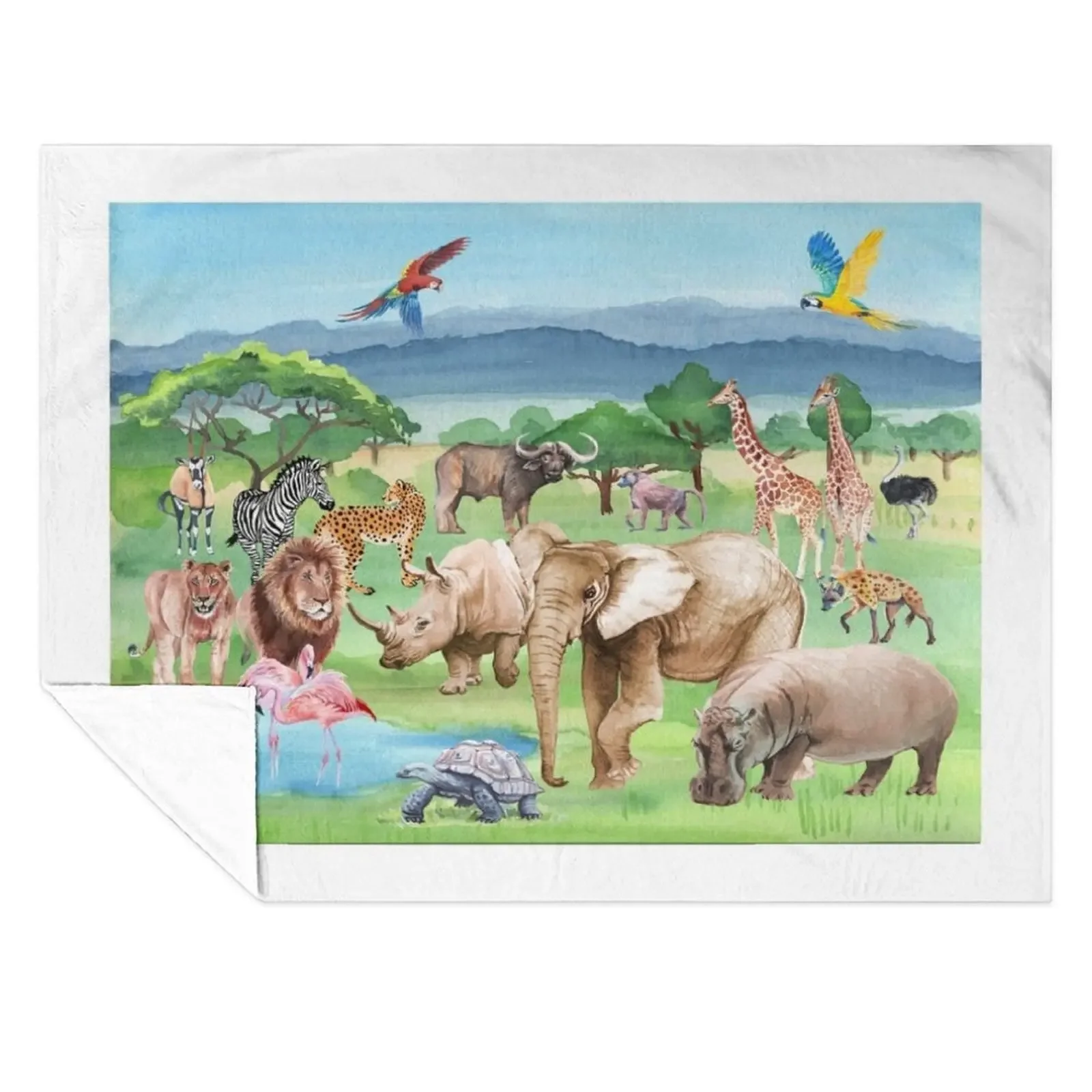

0 African wildlife and animals watercolor. Throw Blanket Heavy Thermal Nap Vintage Blankets