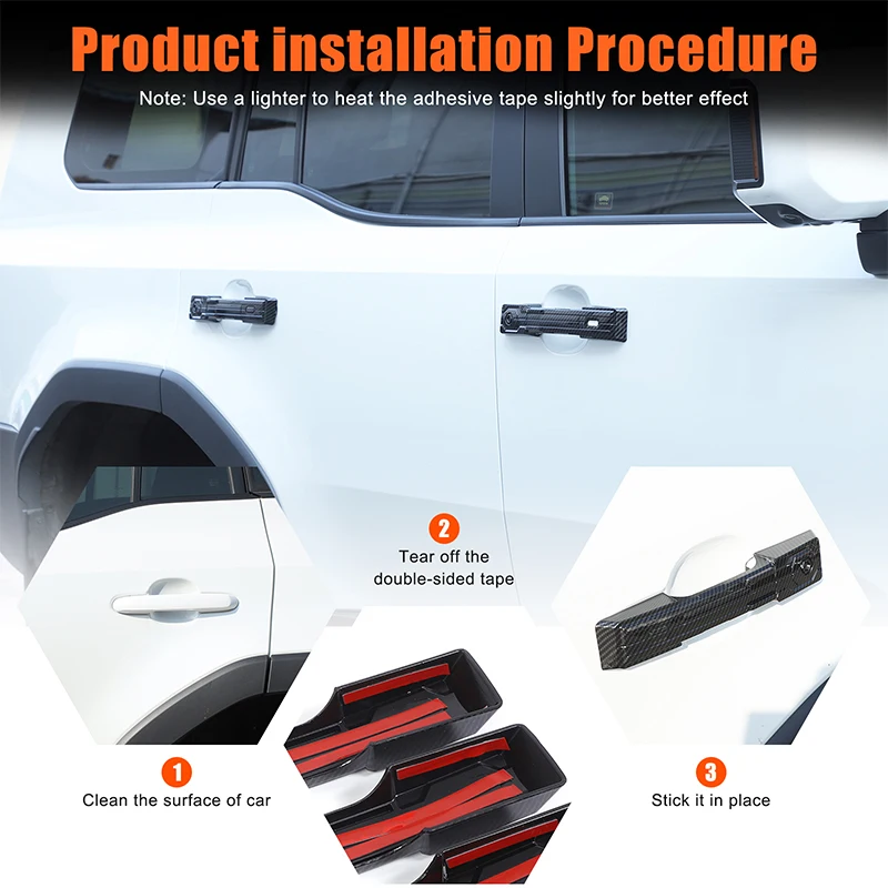 

For Toyota Land Cruiser Prado Lexus GX 2024+ABS Black Car Styling Exterior Handle Cover Sticker Car Exterior Accessories 4Pcs