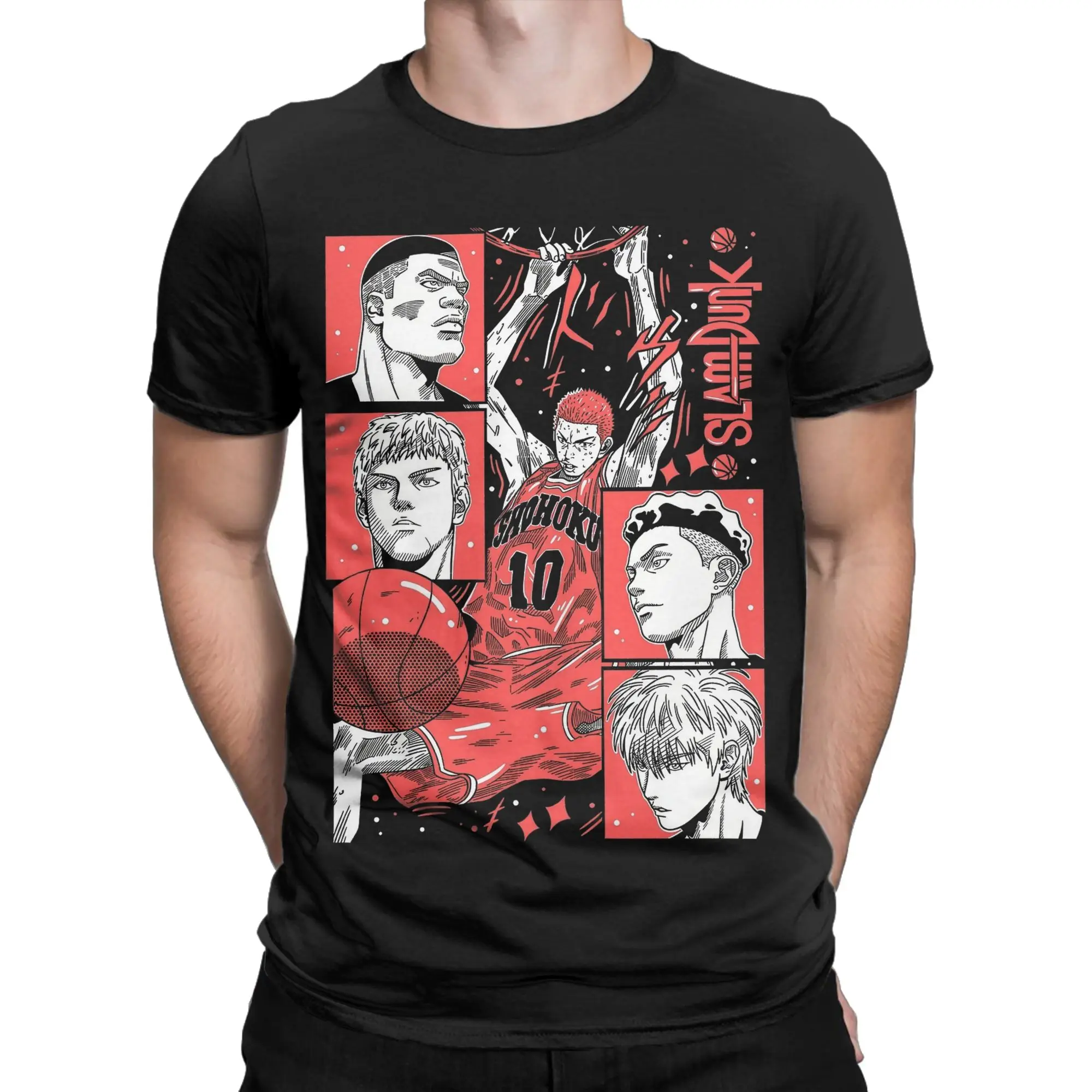 Men T-Shirt Slams Dunks Fun Cotton Tee Shirt Short Sleeve  T Shirts Round Neck Tops Party