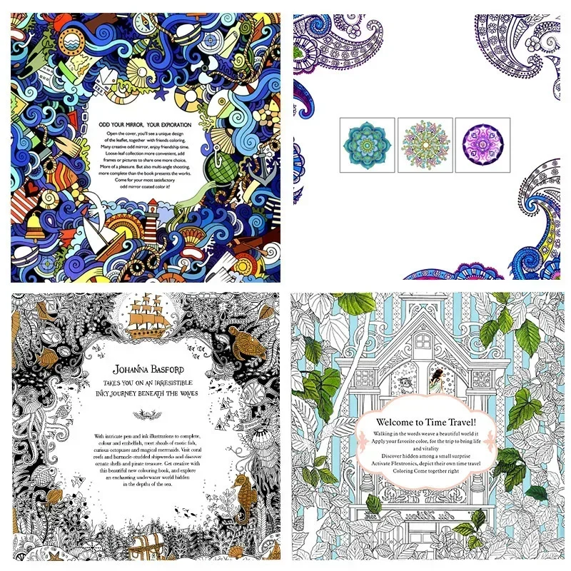 24 Pages Beautiful Mandala Flower Coloring Book Painting Graffiti Book Children Girls Art Drawing Relieve Stress Leisure Book