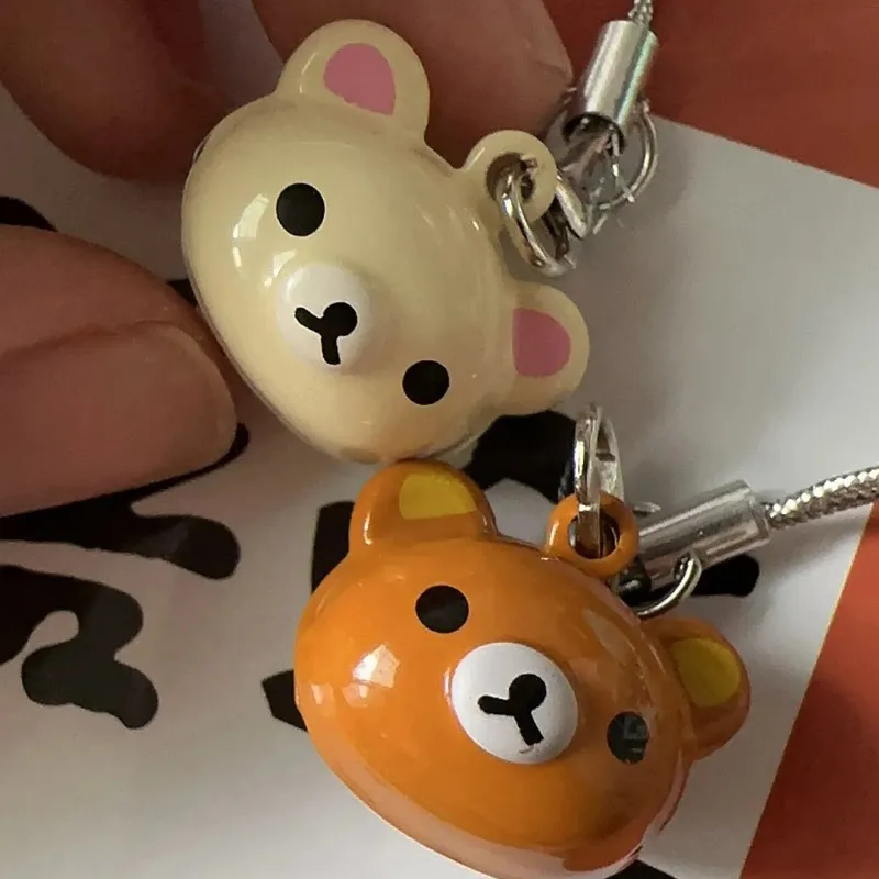 Kawaii Rilakkuma Small Bell Phone Chain Cute Cartoon Japanese Anime Pendant Toys Backpack Decoration Umbrella Parts Lovers Gifts