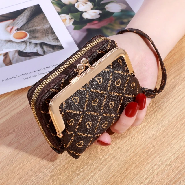 New Wallet Women s Wrist Strap Short Old Flower Zero Wallet Large Capacity Coin Clip Bag Letter Multi Card Card Bag Money Clip AliExpress 1524