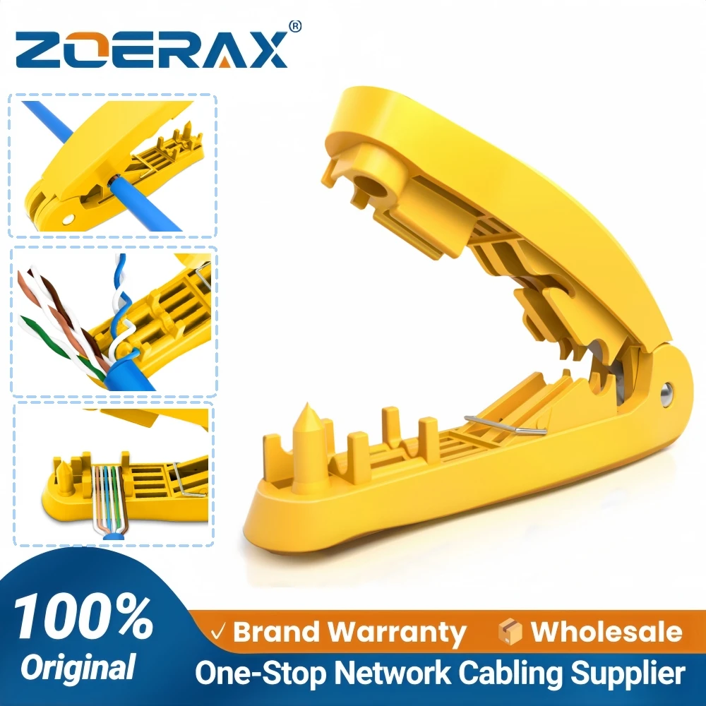 ZoeRax RJ45-Netzwerkkabelwerkzeug, 4-in-1-Abisolierwerkzeug mit Schneiden, Abisolieren, Entwirren und Begradenzen für STP/UTP-Kabel.