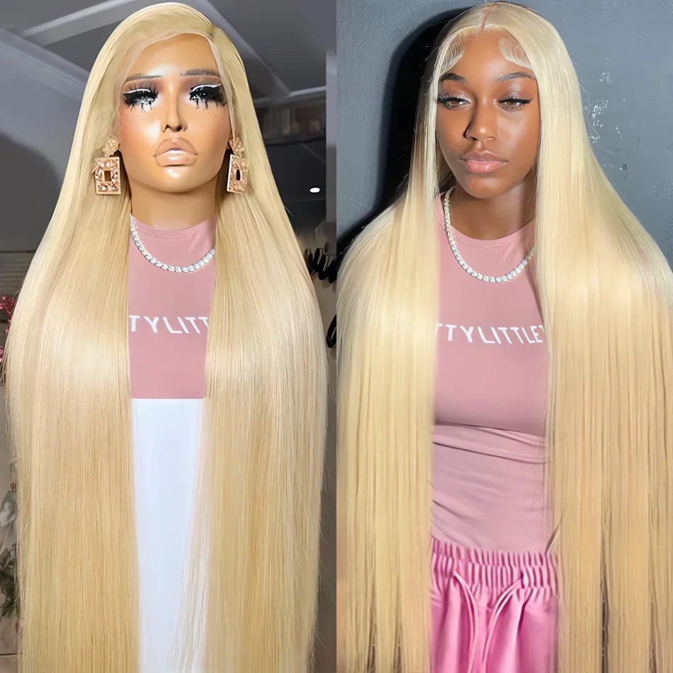 

613 hd lace frontal wig 13x6 Blonde Wigs 30 40 inch Brazilian Bone Straight 100% human hair For Women Choice on clearance sale