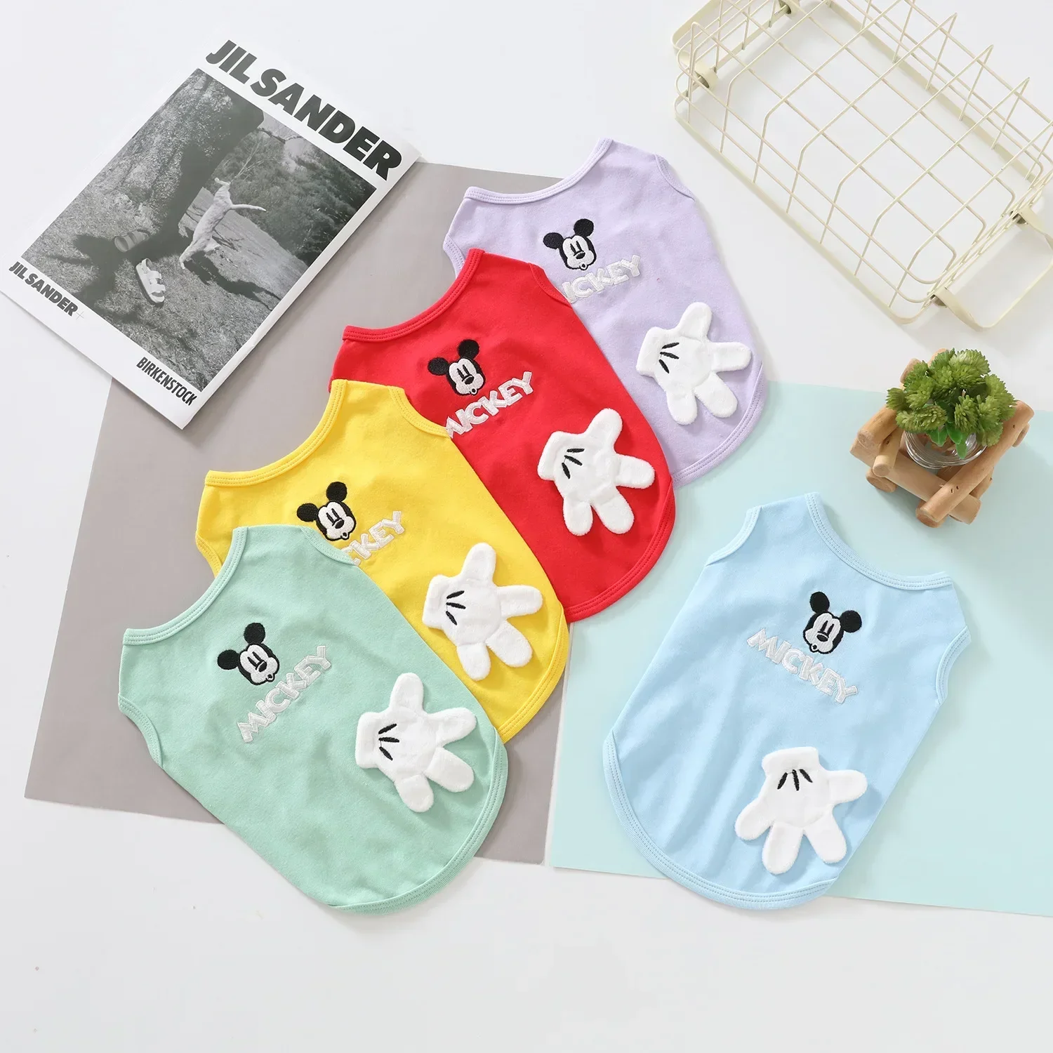 Disney Mickey Mouse New Pet Clothes T-Shirt Vest Short Sleeve Summer Pet Dog Clothes Gloves