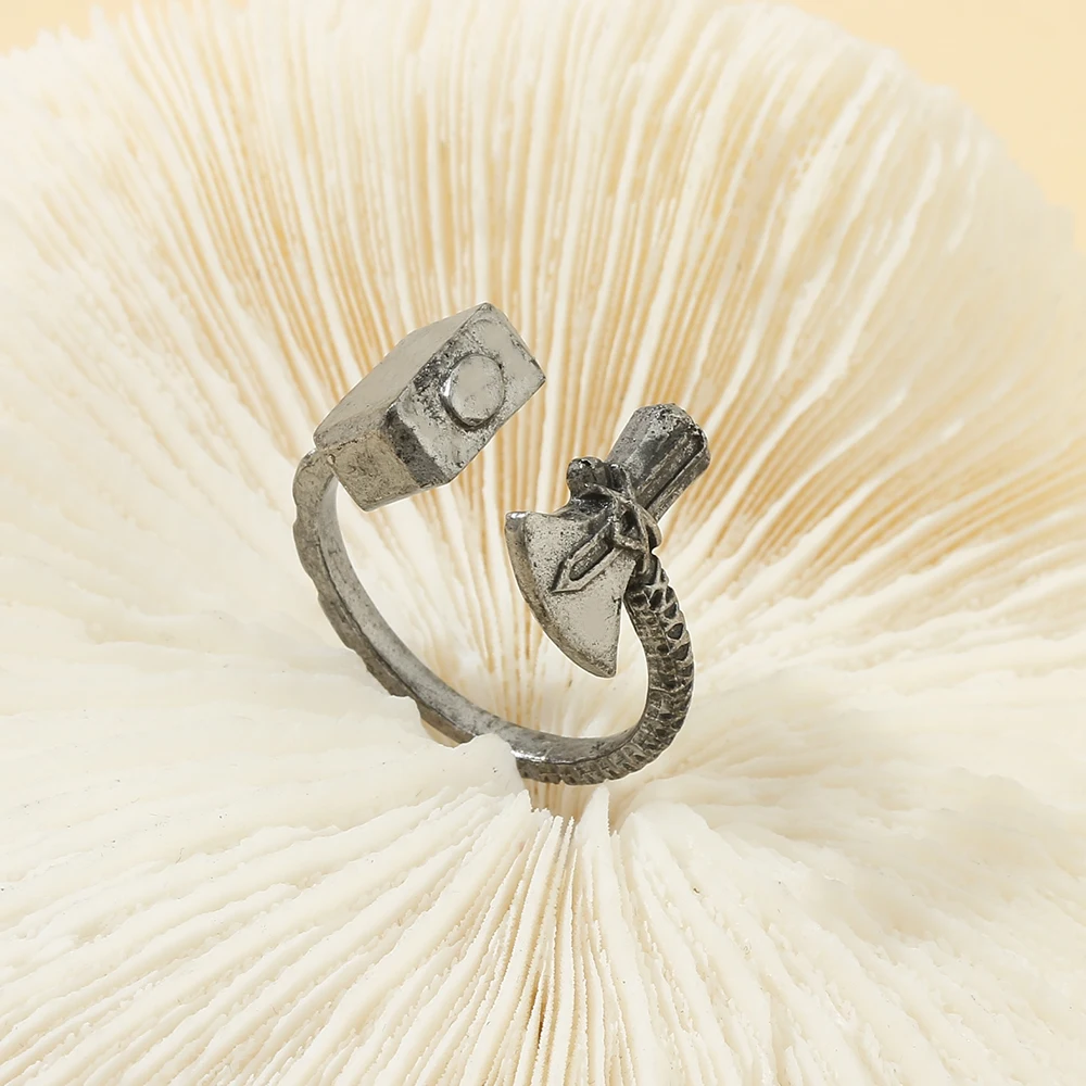 Superhero Rings Avengers Mjolnir Opening Adjustable Rings for Men Vintage Fashion Decoration Accessories Gift