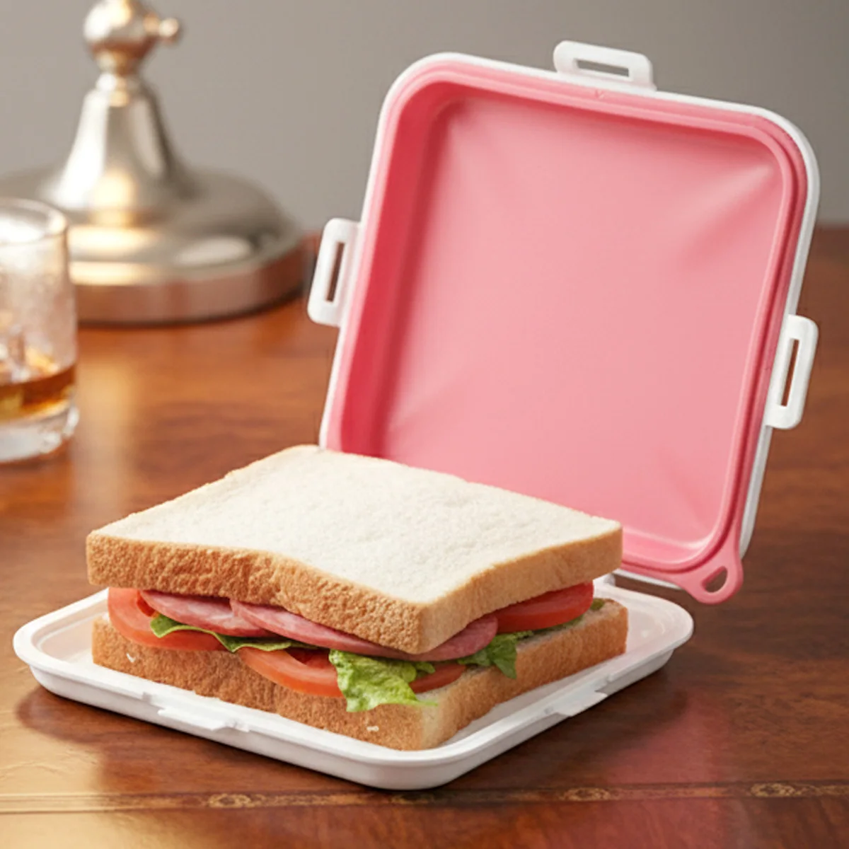 

D2 Reusable Silicone Sandwich Storage Container with Lid, Toast Container Sandwich, Lunch Sandwich Food Storage Bento Lunch Box