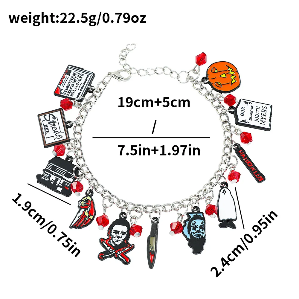 Halloween Michael Myers themed bracelet for European and American movies, Moonlight, Heart, Panic