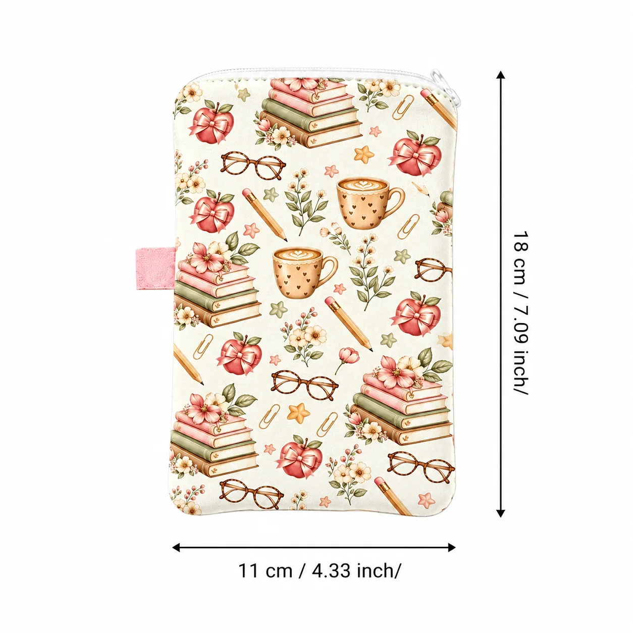 Printed Mobile Phone Sleeve with Zipper Book Coffee Floral Pattern Phone Pouch for Women Travel Handbag Organizer Storage Bag - view 6