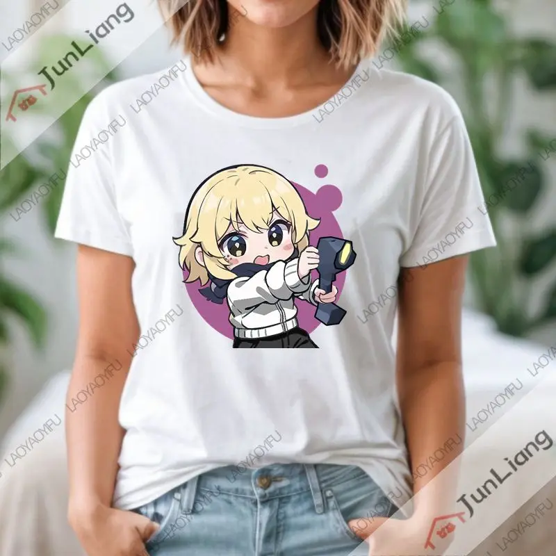 

Футболка Valorant Clove Game Sage, 100% хлопок, с круглым вырезом и коротким рукавом, Новое поступление, милые мультяшные унисекс, мужские и женские топы, свободные топы в стиле Харадзюку