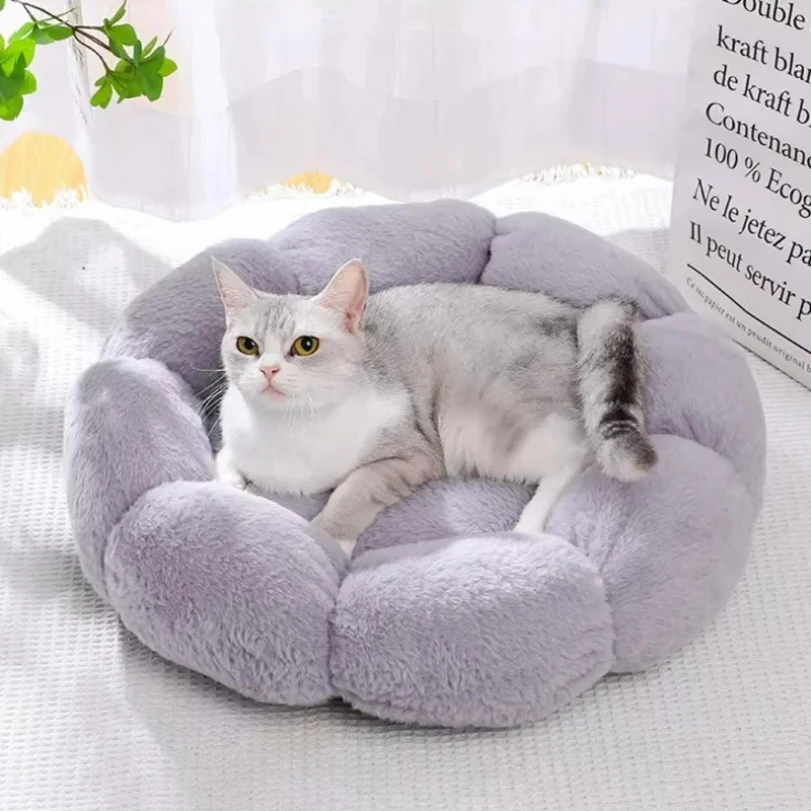 

Flower Pet Bed-Ultra Soft Cat & Dog Bed Comfortable Round Cushion for Indoor/Outdoor Use Breathable Washable Pet Mat Supplies