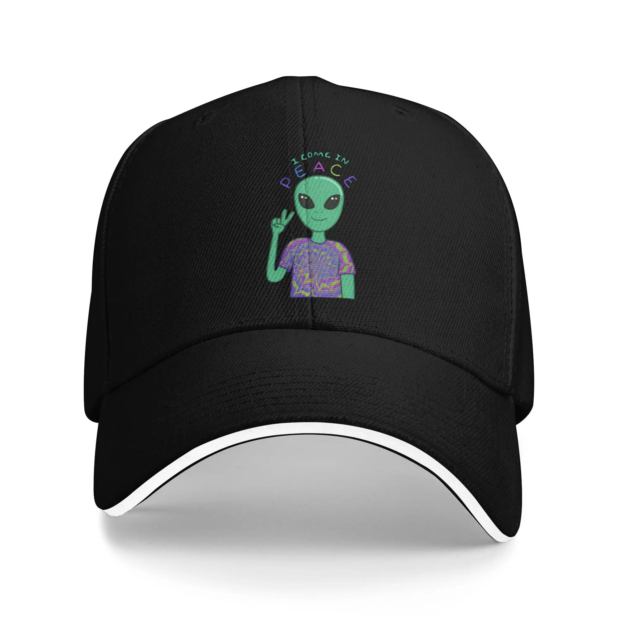 UFO We Come In Space Alien Baseball Cap  Fitted Retro Trucker Hat Summer Couple Women Running Hippie Snapback Cap