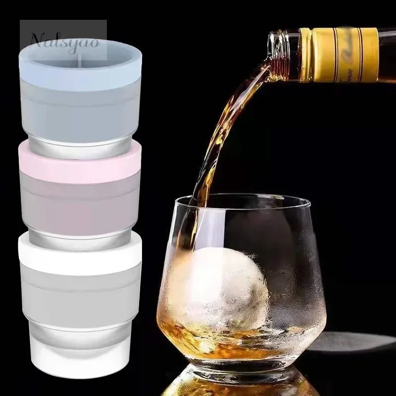 Silicone Ice Maker Food Grade Sphere Ice Mold Stackable Slow Melting DIY Ice Ball For Cocktail Whiskey Drink Home Bar Ice Tray