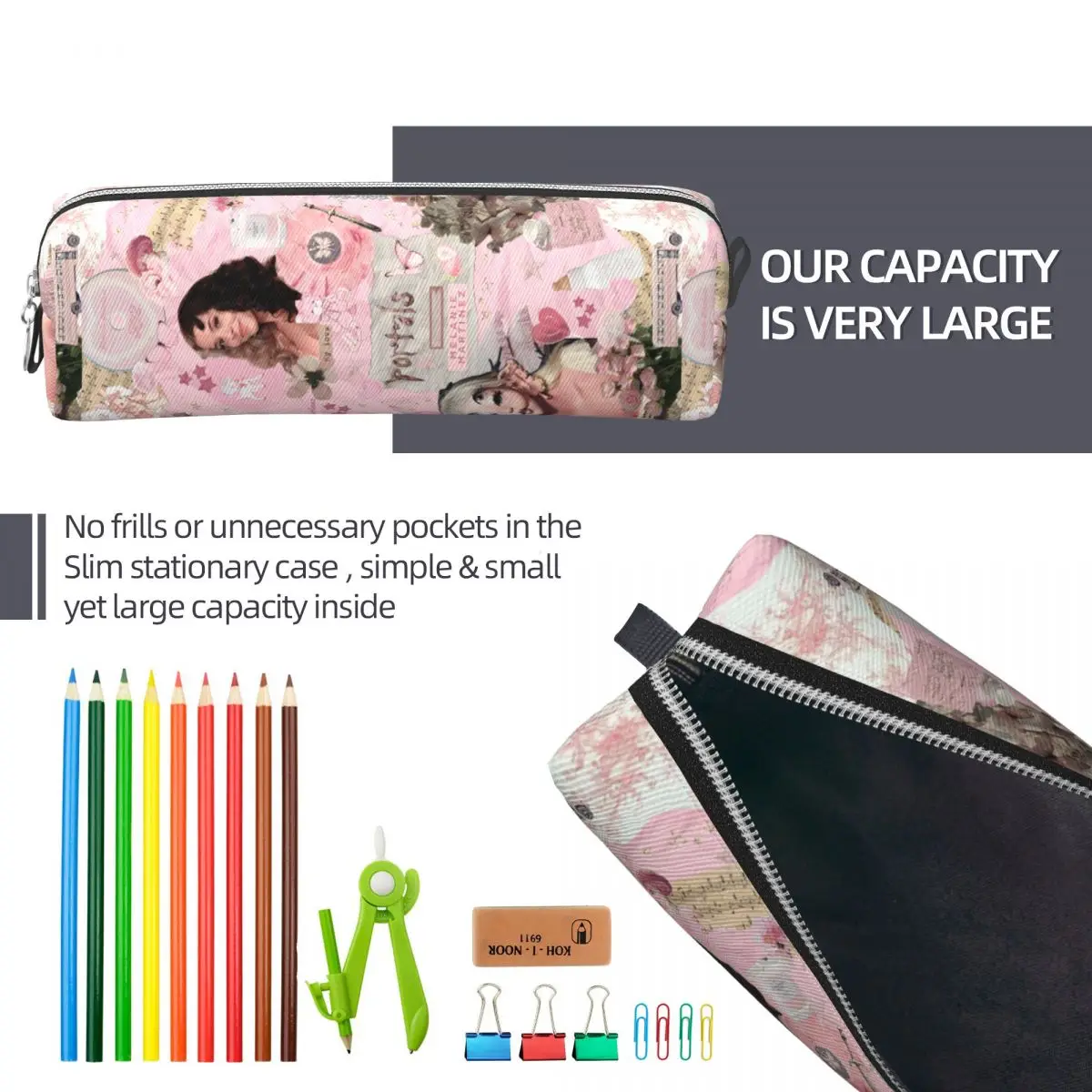 핑크 멜라니 마르티네스 연필 케이스 패션 음악 가수 펜 상자 가방 학생 대용량 학생 학교 선물 연필 상자