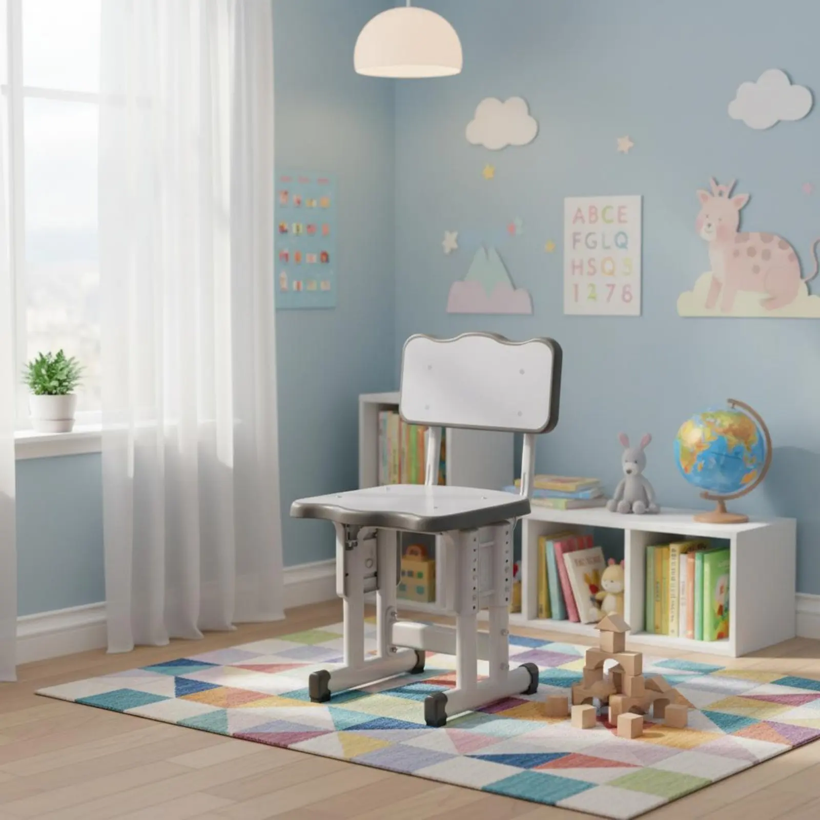 子供用調節可能なデスクと椅子のセット、安定したフレームの子供用デスクと椅子のセット、家庭、寝室用の調節可能な子供用学習テーブル