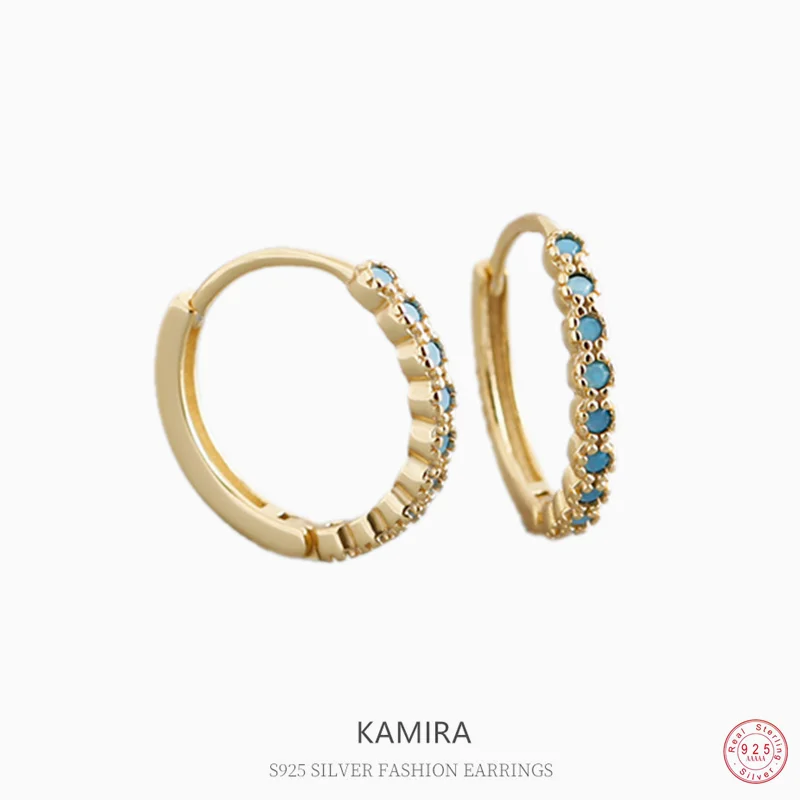 KAMIRA-pendientes de plata de ley 925 para mujer, aretes de circonita azul, joyería delicada, Estilo Vintage, elegante, regalo de fiesta