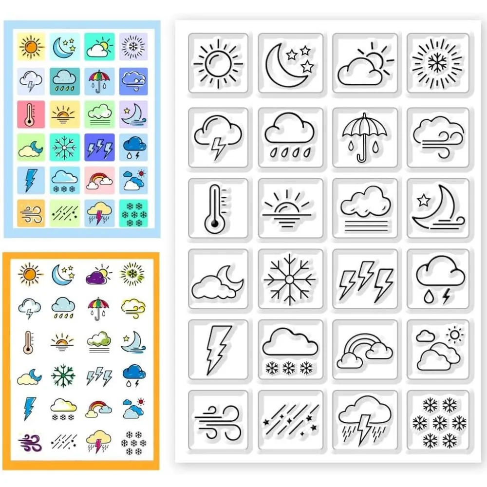 Прозрачные штампы с погодой, прозрачный силиконовый штамп, мини-погодные силиконовые уплотнения, штамп для украшения и изготовления календаря-планировщика