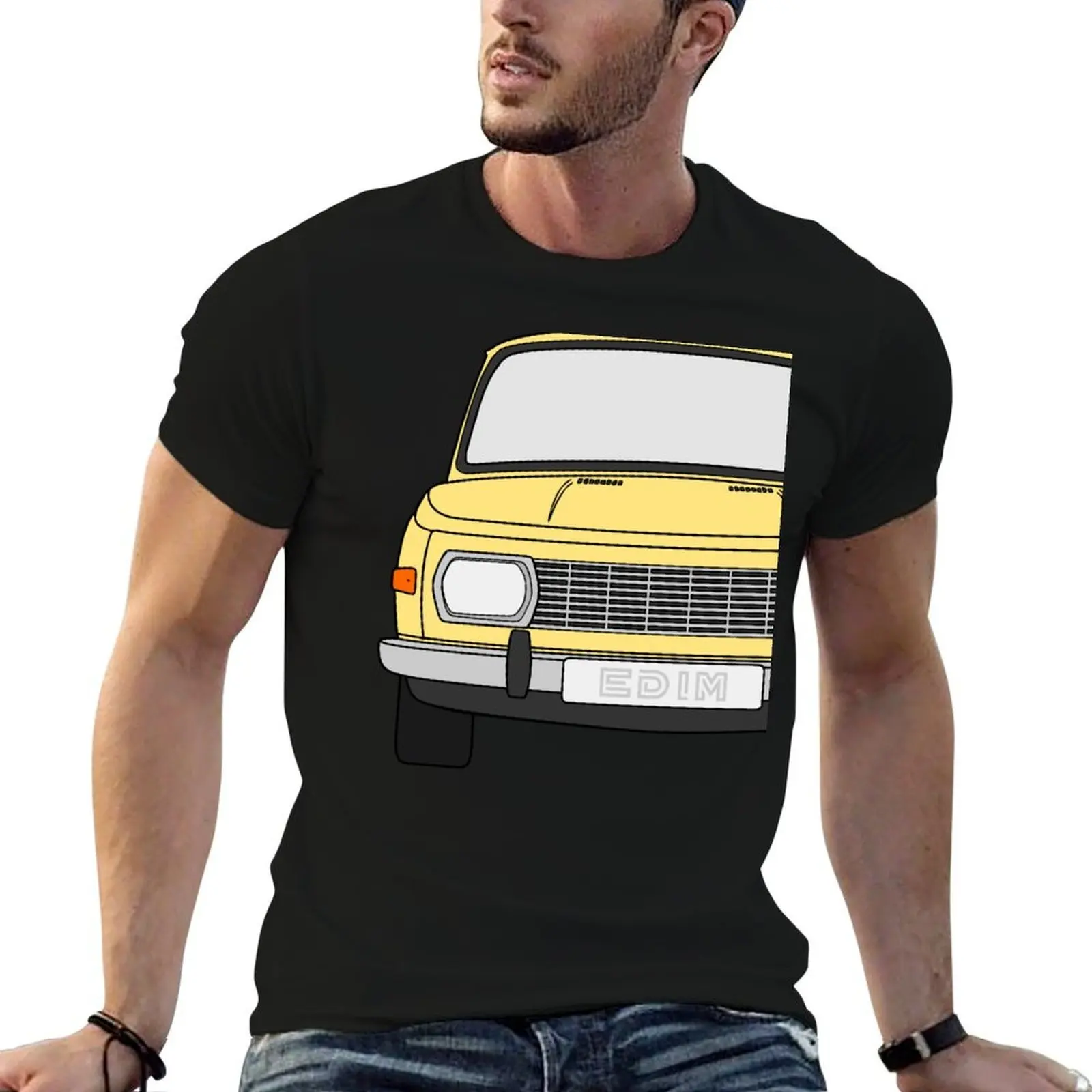 Wartburg 353 cream yellow color T-Shirt Soft Casual Short Sleeve Cotton Tee