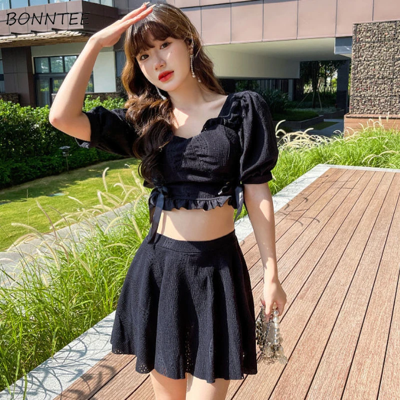 

Cover-up Women Slim Bow Mini Ulzzang Ladies Solid Sexy Backless Holiday Swimwear Summer Clothing Elegant Design Fashion Soft New