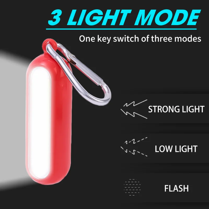 Portable Mini Keychain Flashlight 3 Modes COB LED Key Chain Keyring Torch Light Lamp AAA Powered for Camping Hiking Fishing