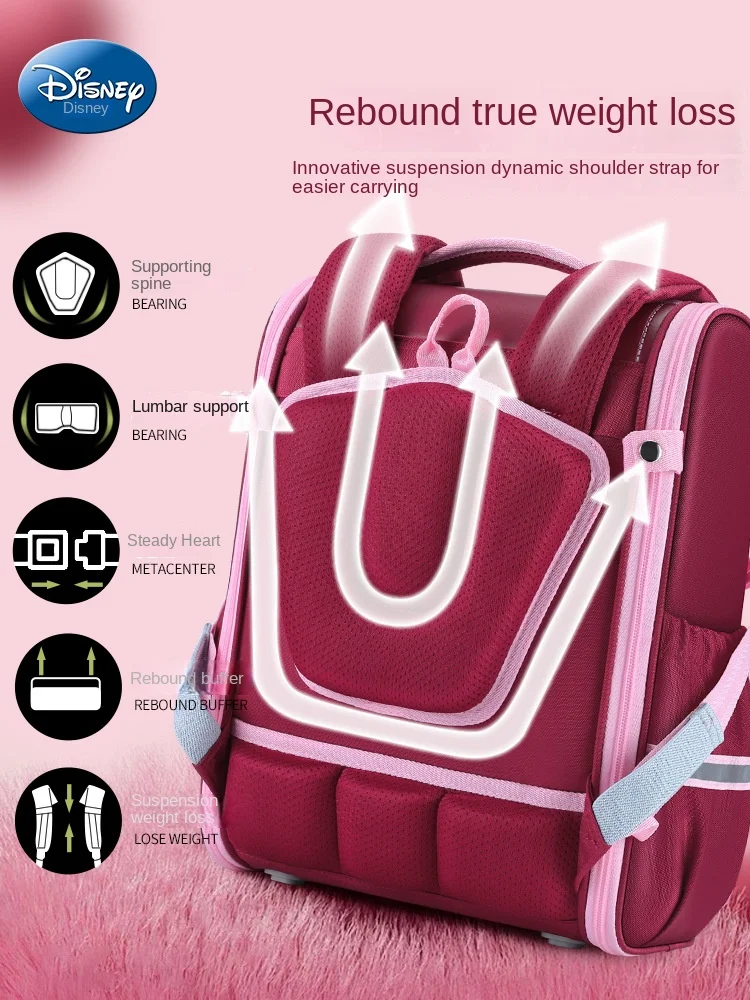 Disney Lotso Girl School Bag Grade 1-3 Primary Student Shoulder Orthopedic Backpack Large Capacity Water Proof Kids Gift Mochila