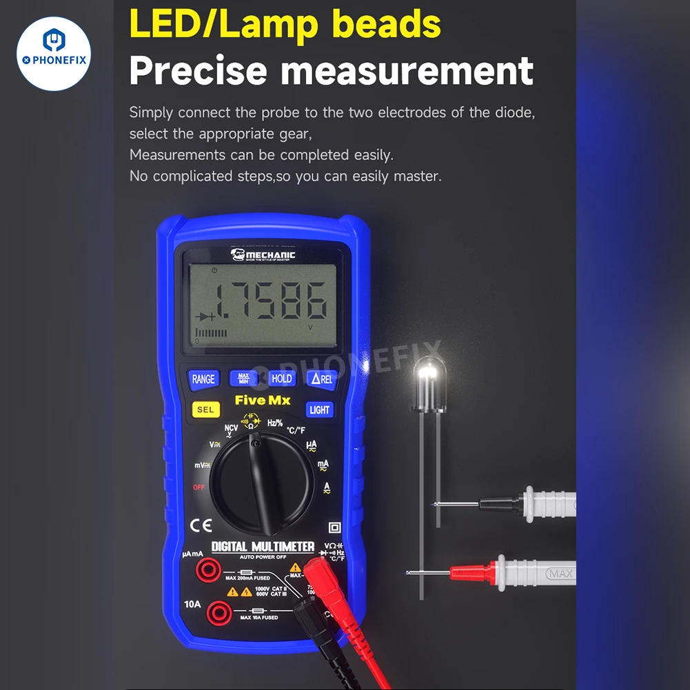 Imagem -06 - Mecânico-multímetro Digital com Luz de Fundo Alcance Automático 200020000 Contagens dc Tensão ac Capacitância de Corrente hz Diodo Ohm Tester